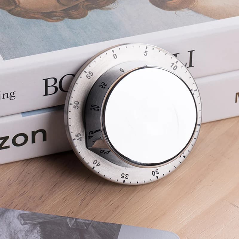 Stainless Steel Mechanical Alarm Clock Kitchen Timer, Magnetic Baking Reminder, Time Management Timer Tool
